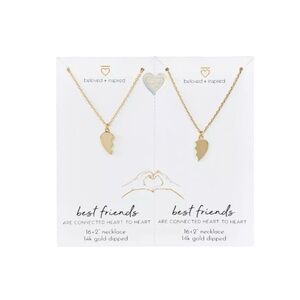 NWT Beloved + Inspired Set of 2 Best Friends 14K Gold Plated‎ Necklaces Gift